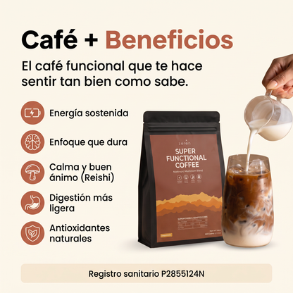 Zeren Super Functional Coffee 30 Porciones | Energía Sin Bajones y Mejor Digestión 180G