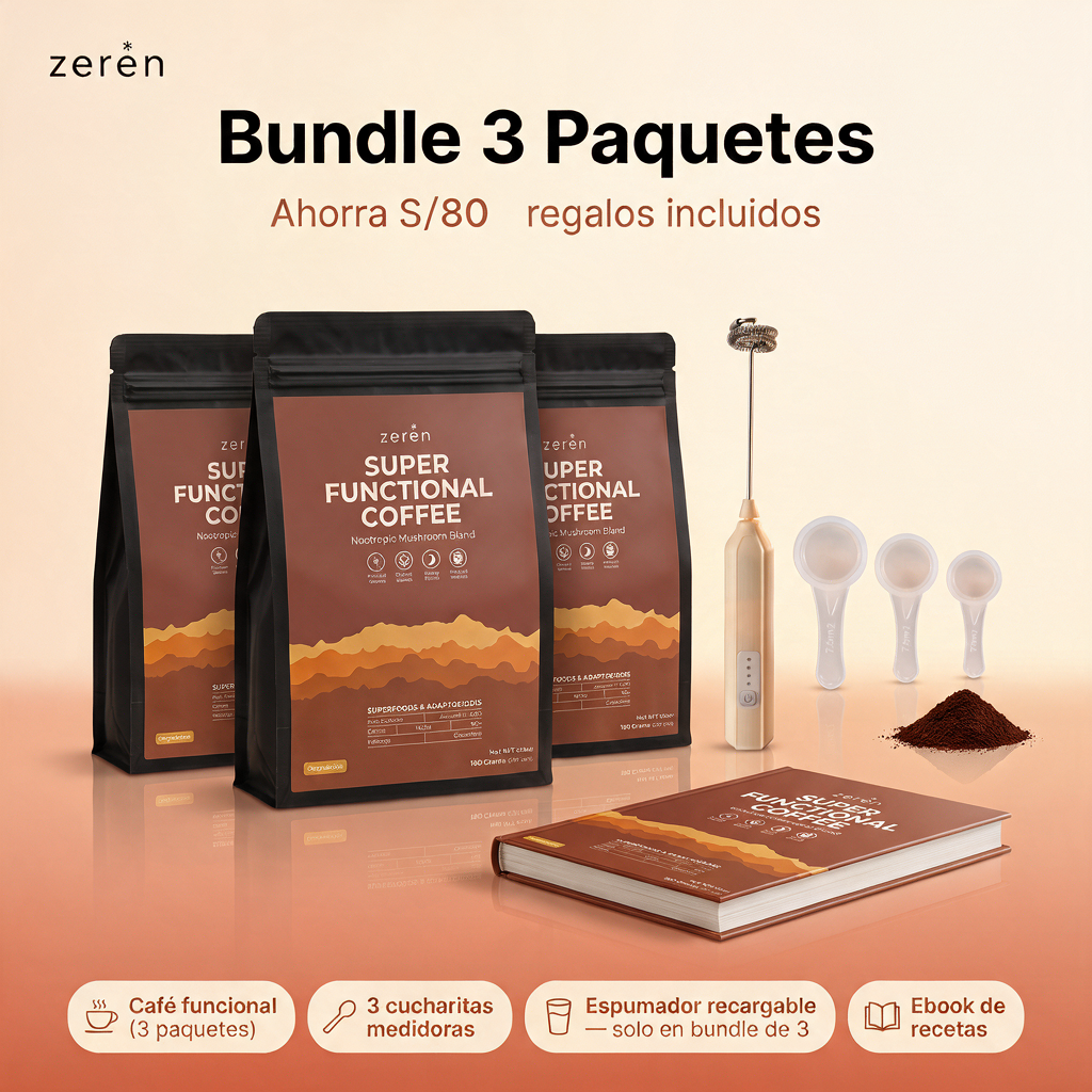 Zeren Super Functional Coffee 30 Porciones | Energía Sin Bajones y Mejor Digestión 180G